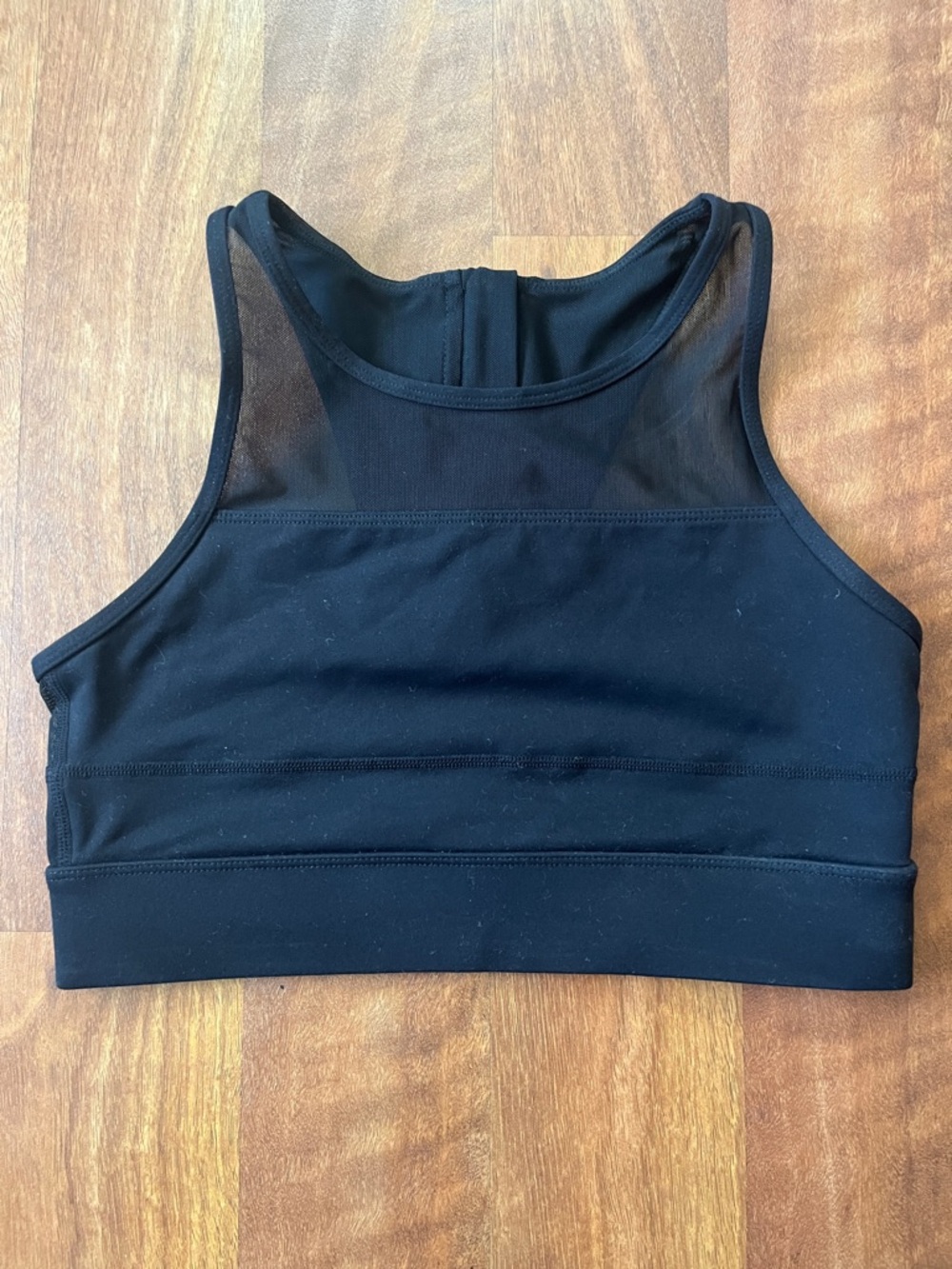 New ZYIA Black High-Neck Mesh-Panel Sports Bra